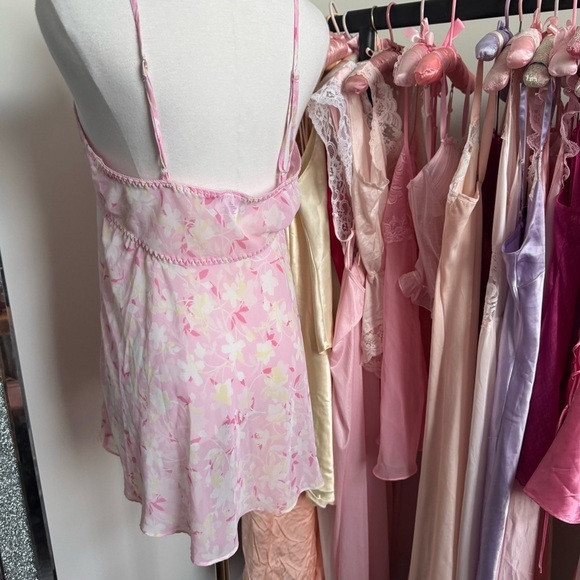 Vintage Linda Floral Pink Women's chemise slip M coquette fairy feminine - Picture 5 of 7